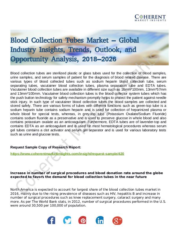 Stairlifts Market: Foresees Skyrocketing Growth in the Coming Years Blood Collection Tubes Market