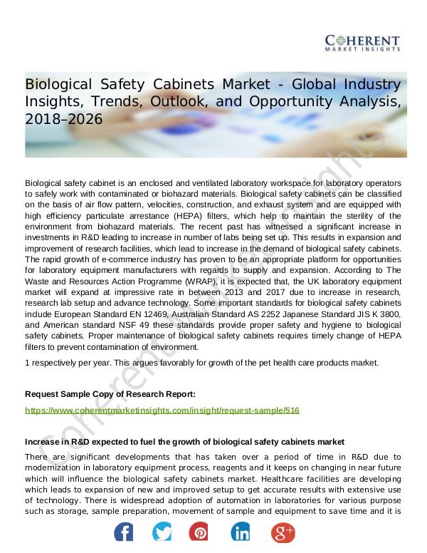 Stairlifts Market: Foresees Skyrocketing Growth in the Coming Years Biological Safety Cabinets Market