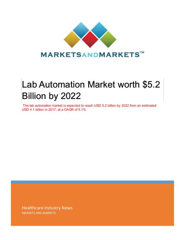 Healthcare Industry Updates Lab Automation Market | Emerging Trends