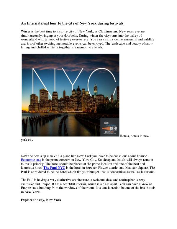 An International tour to the city of New York during festivals An International tour to the city of New York duri