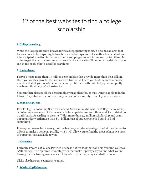 Scholarship Sharing Websites list 12 of the best websites to find a college scholars
