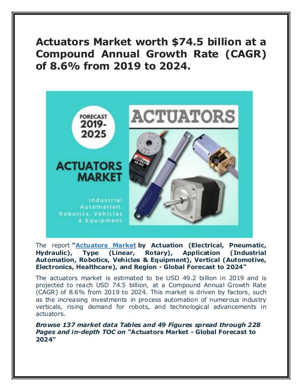 Actuators Market worth $74.5 billion by 2024 Actuators Market 2025