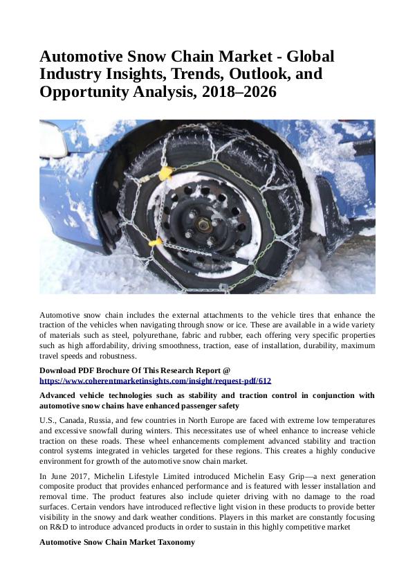 Christy Publications Automotive Snow Chain Market
