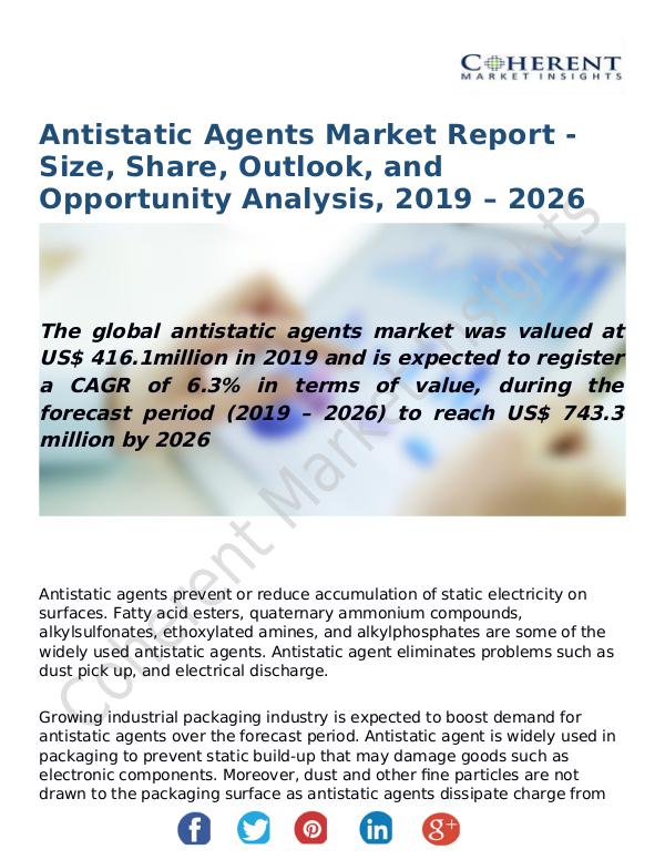 Antistatic Agents Market Report - Size, Share, Outlook, and Opportuni Antistatic Agents Market