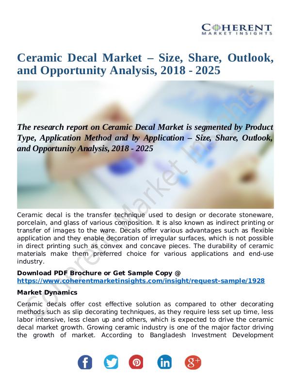 Ceramic Decal Market – Size, Share, Outlook, and Opportunity Analysis Ceramic Decal Market