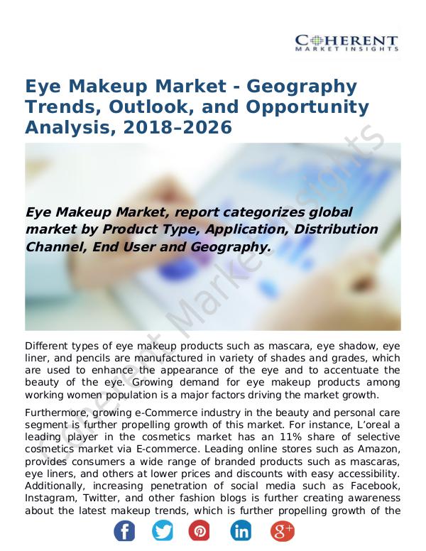Eye Makeup Market - Geography Trends, Outlook, and Opportunity Analys Eye Makeup Market