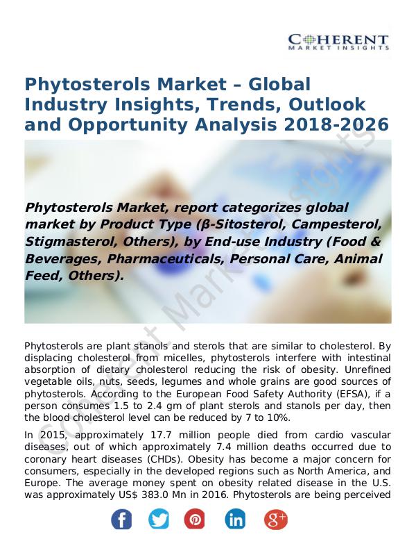 Phytosterols Market – Global Industry Insights, Trends, Outlook and O Phytosterols Market