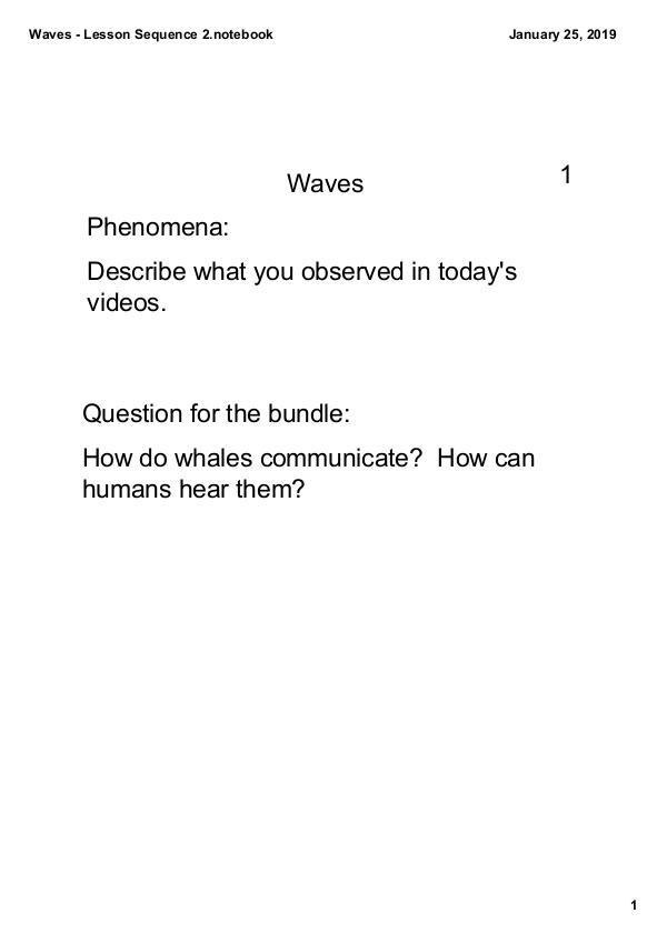 Waves Notes Waves - Lesson Sequence 2 notes ((Jan 25)