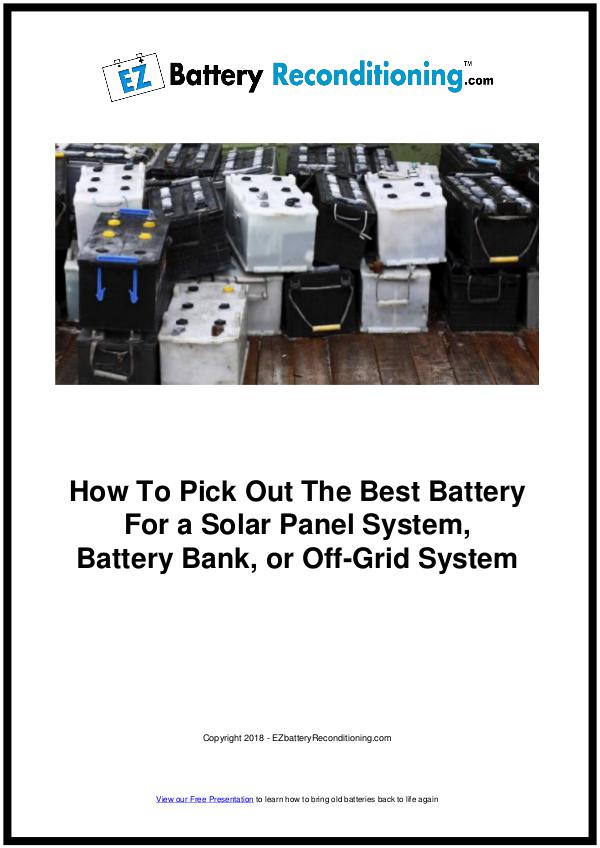 EZ Battery Reconditioning PDF Download, Course, Book Reviews EZ Battery Reconditioning PDF Solar Panel Battery