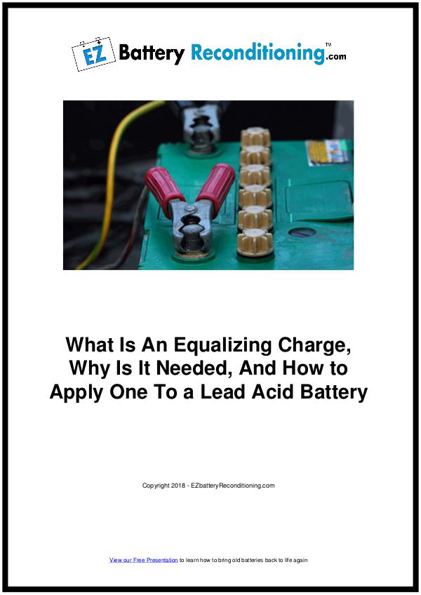 EZ Battery Reconditioning PDF Download, Course, Book Reviews EZ Battery Reconditioning PDF, Equalizing Charge