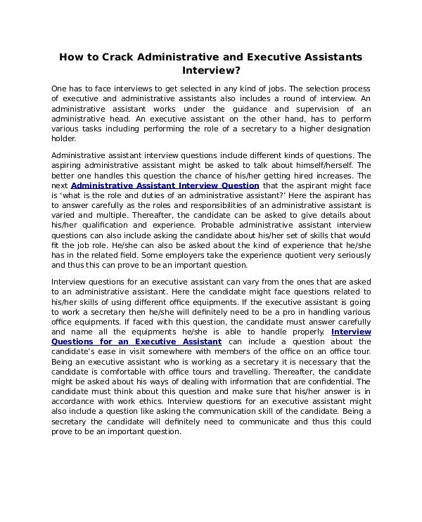 How to Crack Administrative and Executive Assistants Interview? How to Crack Administrative and Executive Assistan