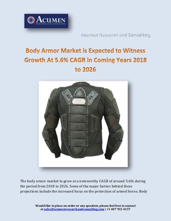 Acumen Research and Consulting Body Armor Market is Expected to Witness Growth At