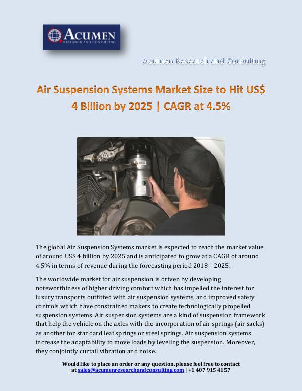 Air Suspension Systems Market Size to Hit US$ 4 Bi