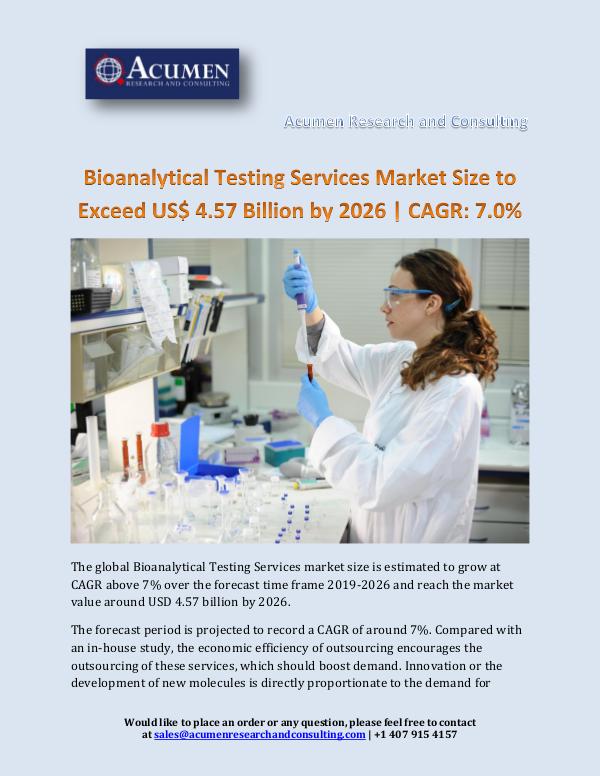Acumen Research and Consulting Bioanalytical Testing Services Market Size to Exce