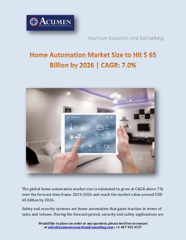Home Automation Market Size to Hit $ 65 Billion by