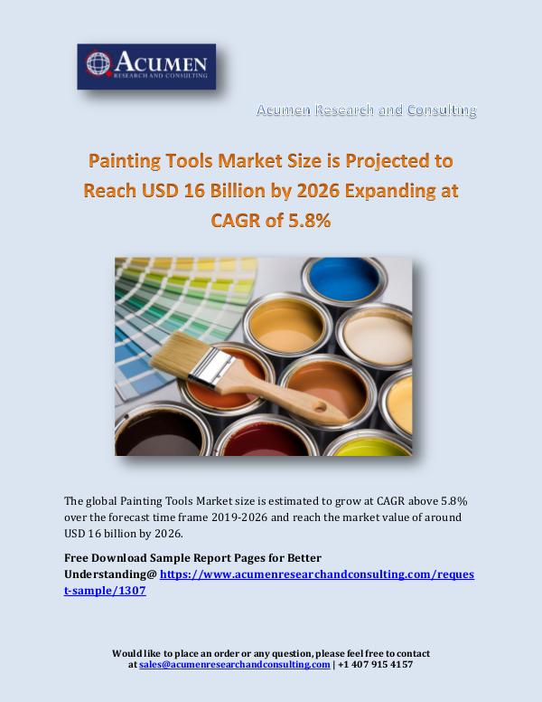 Acumen Research and Consulting Painting Tools Market Size 2019 to 2026