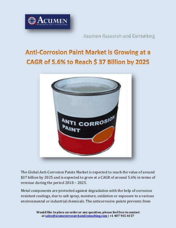 Acumen Research and Consulting Anti-Corrosion Paint Market