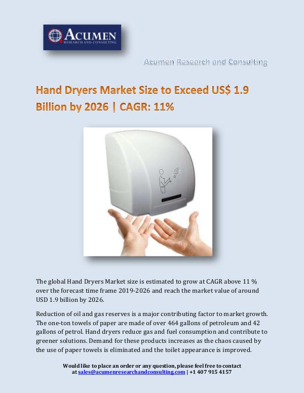 Acumen Research and Consulting Hand Dryers Market