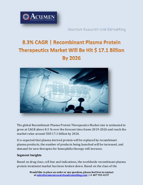 Acumen Research and Consulting Recombinant Plasma Protein Therapeutics Market