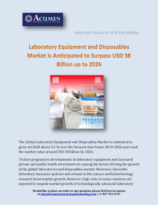Laboratory Equipment and Disposables Market is Ant
