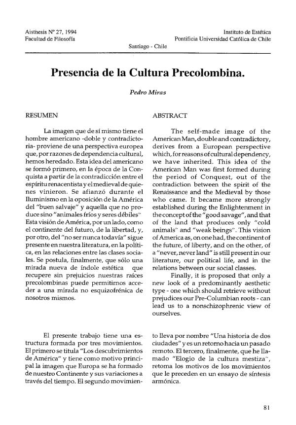 la lectura precolombinas presencia de la cultura precolombina._pedro miras