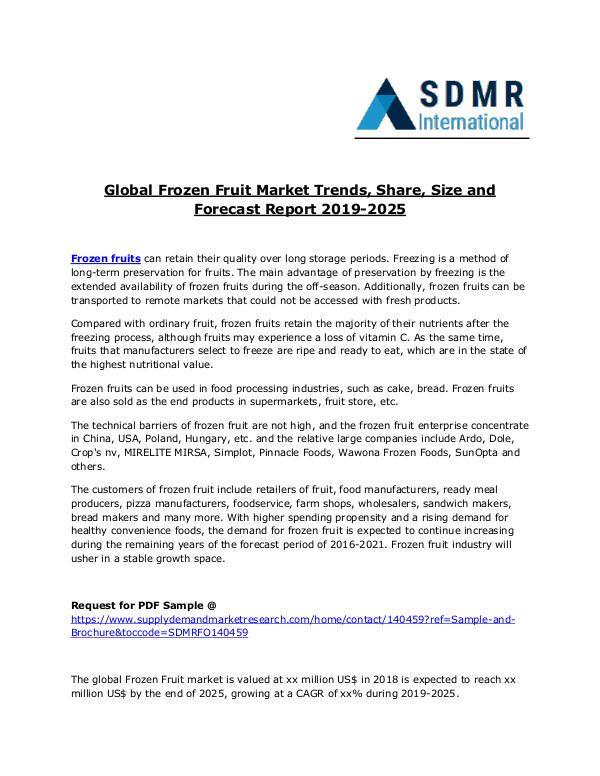Global Frozen Fruit Market Trends, Size and Forecast Report 2025 Frozen fruits