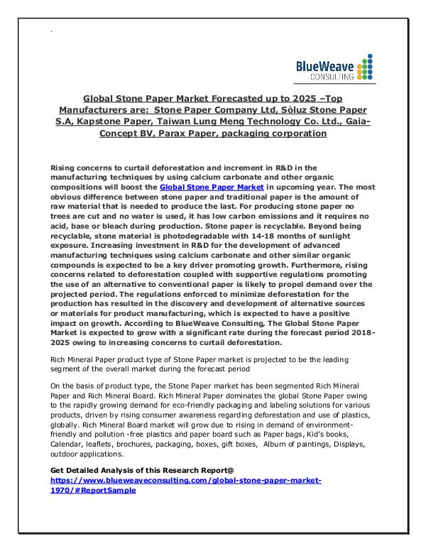 Global Stone Paper market size, share, development by 2025 Stone Paper Market