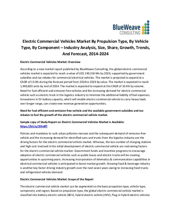 Electric Commercial Vehicles Market Expected to Re