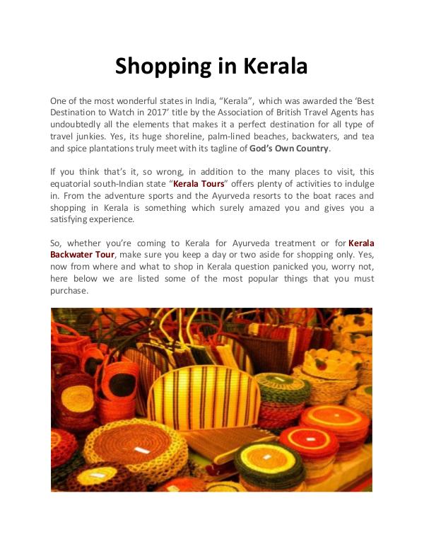 Shopping in Kerala Shopping in Kerala