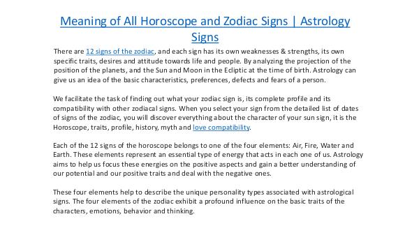 Meaning of All Horoscope and Zodiac Signs | Astrology Signs Meaning of All Horoscope and Zodiac Signs, Astrolo