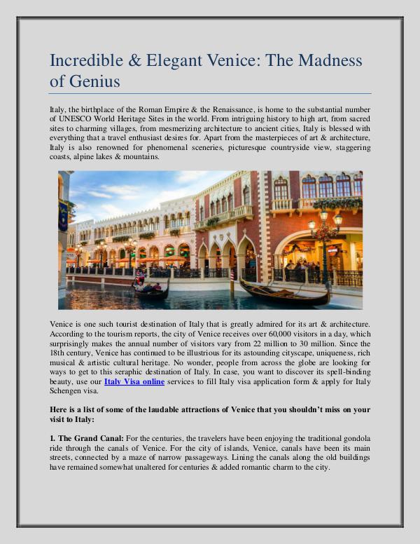Incredible & Elegant Venice: The Madness of Genius Incredible & Elegant Venice The Madness of Genius