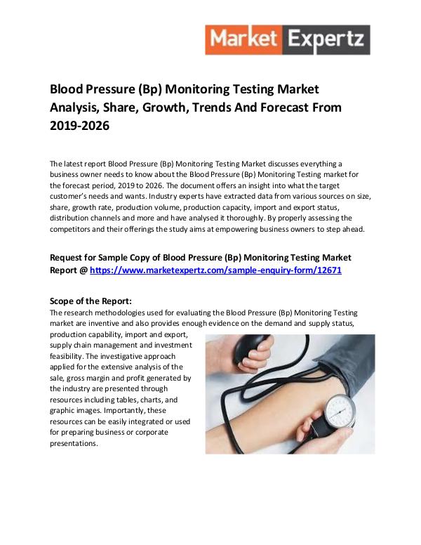 Industry Forecast Blood Pressure (Bp) Monitoring Testing