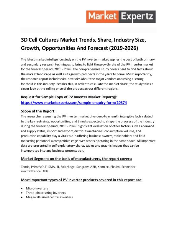 Industry Forecast 3D Cell Cultures