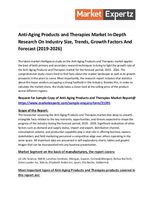 Anti-Aging Products and Therapies