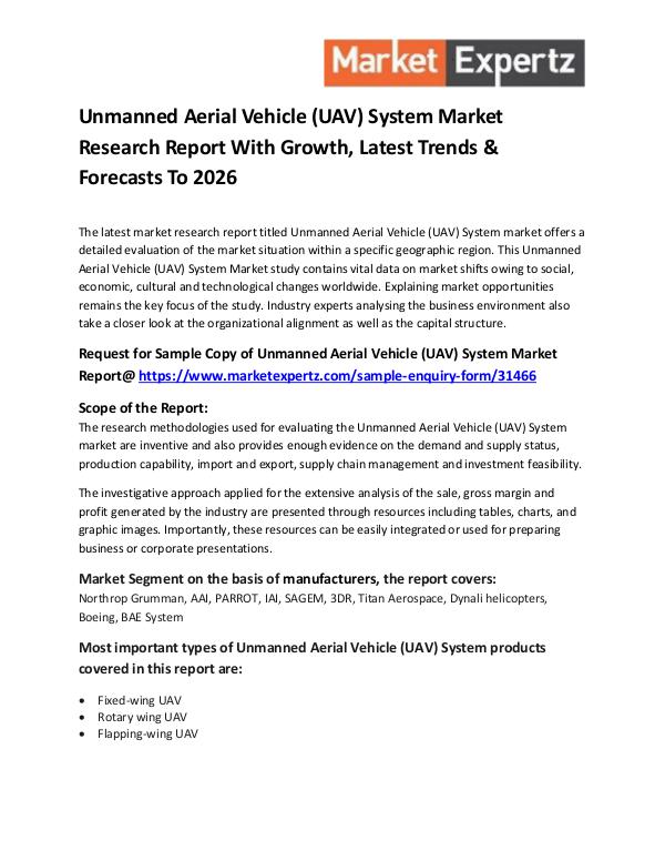 Industry Forecast Unmanned Aerial Vehicle (UAV) System Market