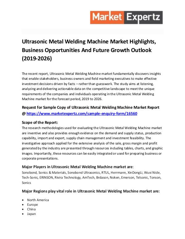 Industry Forecast Ultrasonic Metal Welding Machine Market