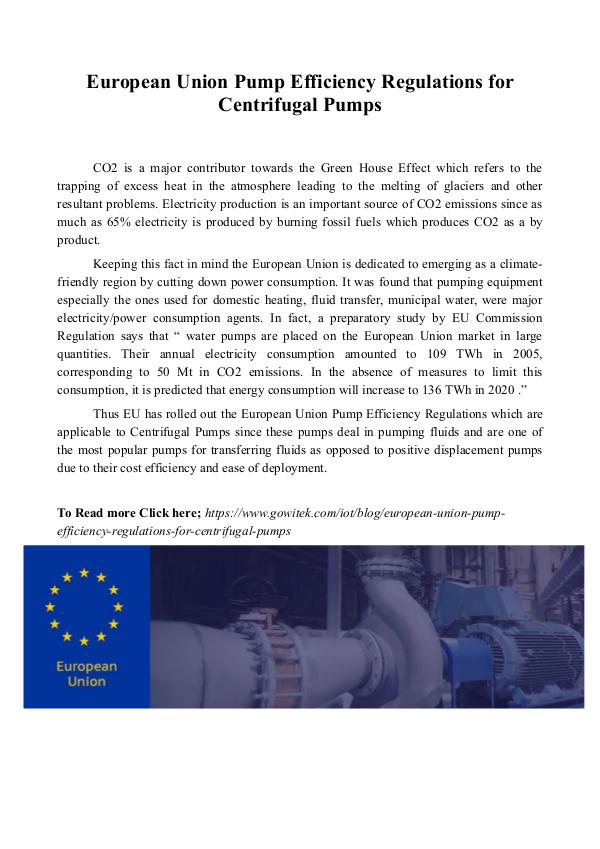 Gowitek European Union Pump Efficiency Regulations