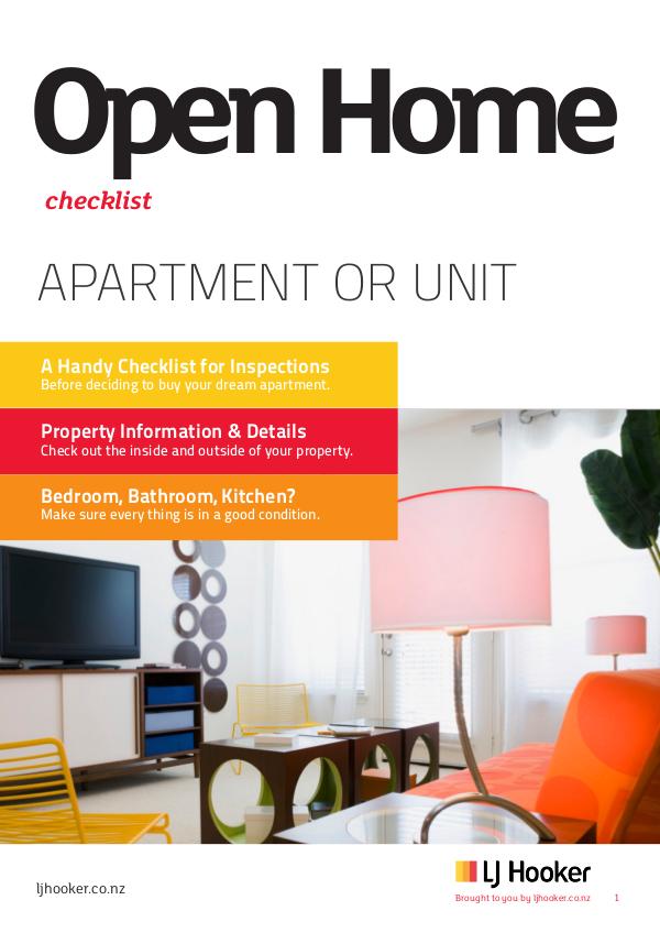 LJ HOOKER EBOOKS Open Home Checklist: Apartment or Unit