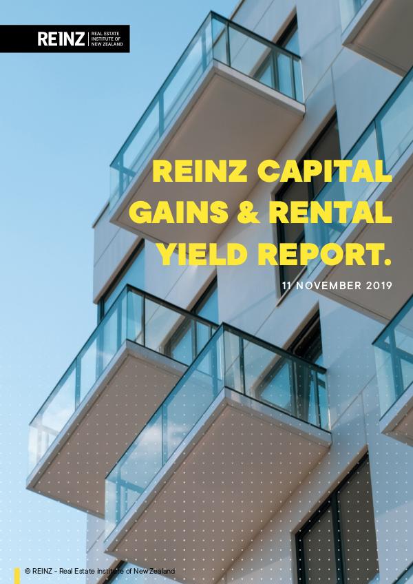 REINZ Publications Capital Gains and Rental Yield Report