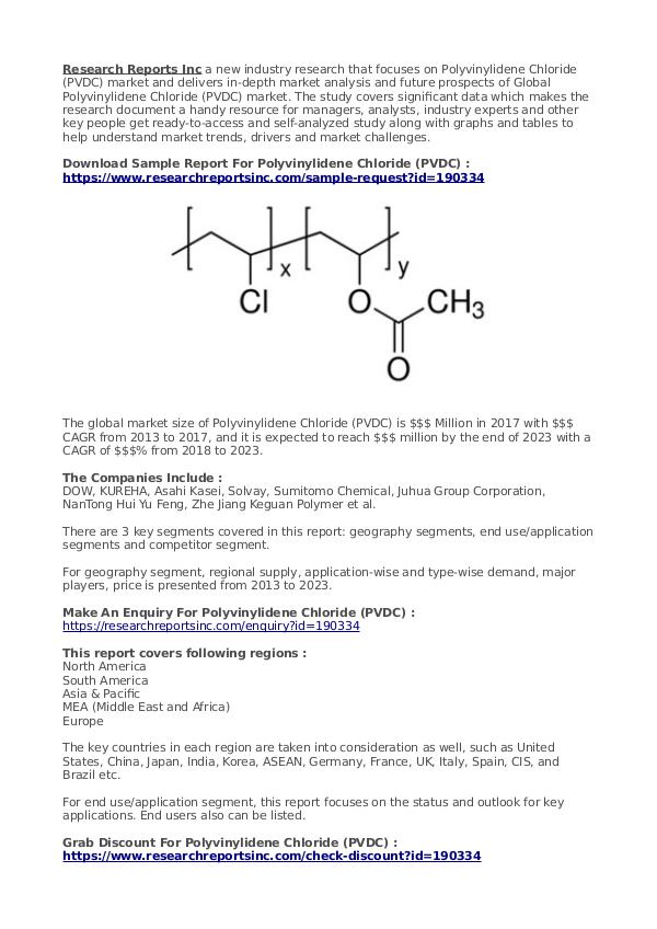 Business Research Reports 2019 Polyvinylidene Chloride (PVDC)