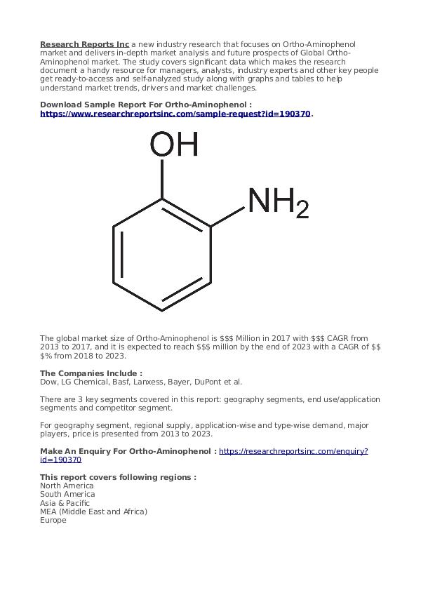 Business Research Reports 2019 Ortho-Aminophenol