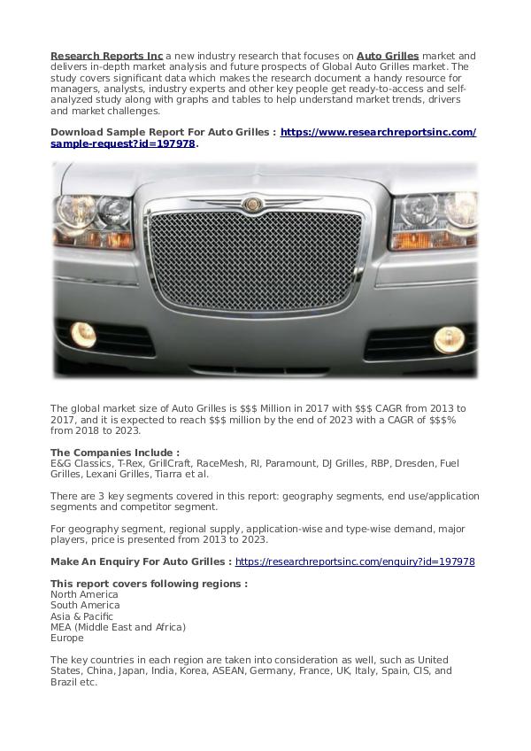 Business Research Reports 2019 Auto Grilles