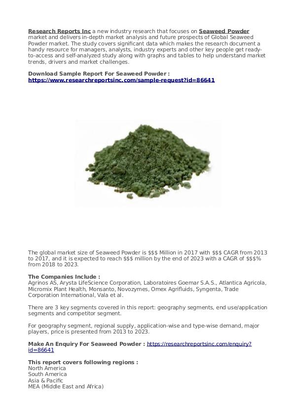 Business Research Reports 2019 Seaweed Powder