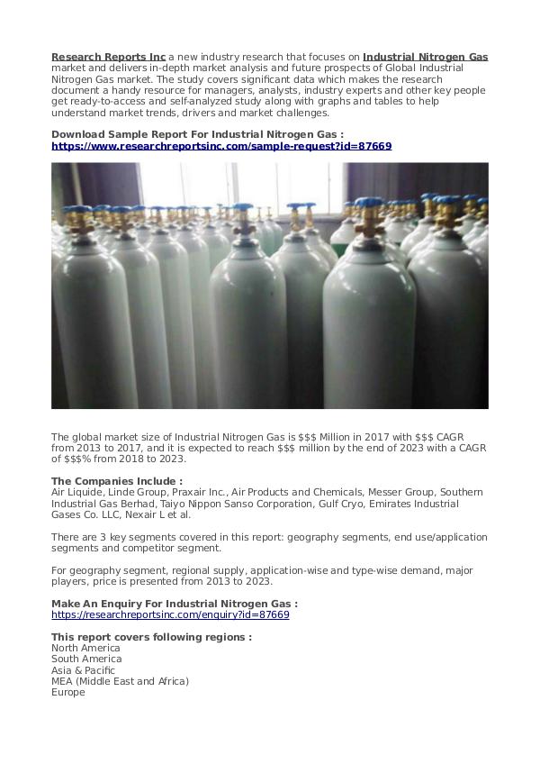 Business Research Reports 2019 Industrial Nitrogen Gas