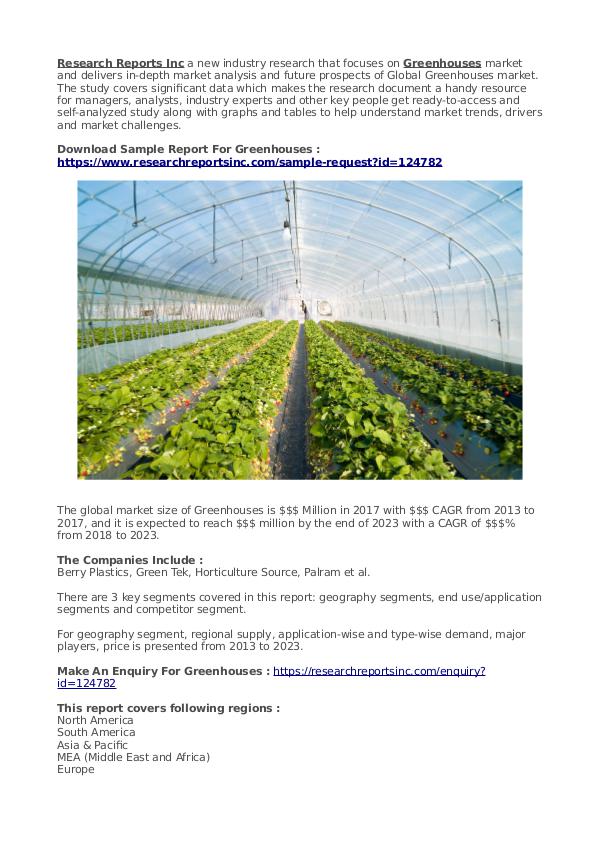 Business Research Reports 2019 Greenhouses