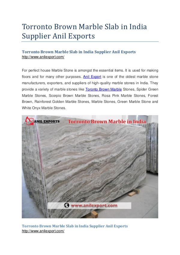 Torronto Brown Marble Slab in India Supplier Anil Exports Torronto Brown Marble Slab in India Supplier Anil