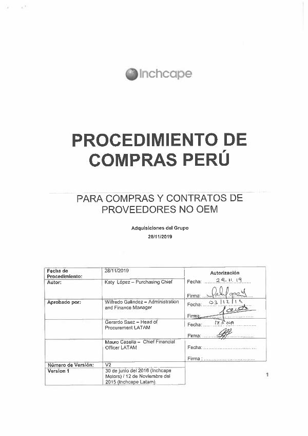 Procedimientos Inchcape Procedimiento de Compras Perú