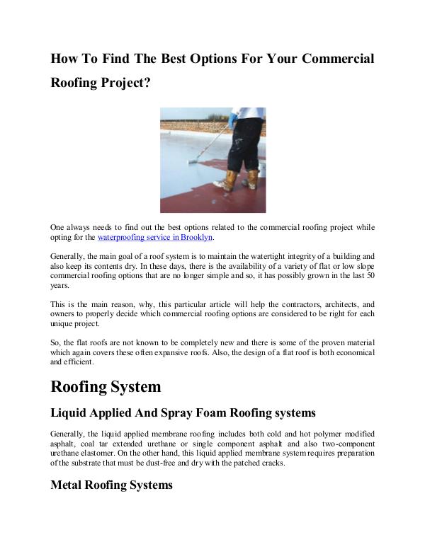 How To Find The Best Options For Your Commercial Roofing Project? waterproofing service in Brooklyn