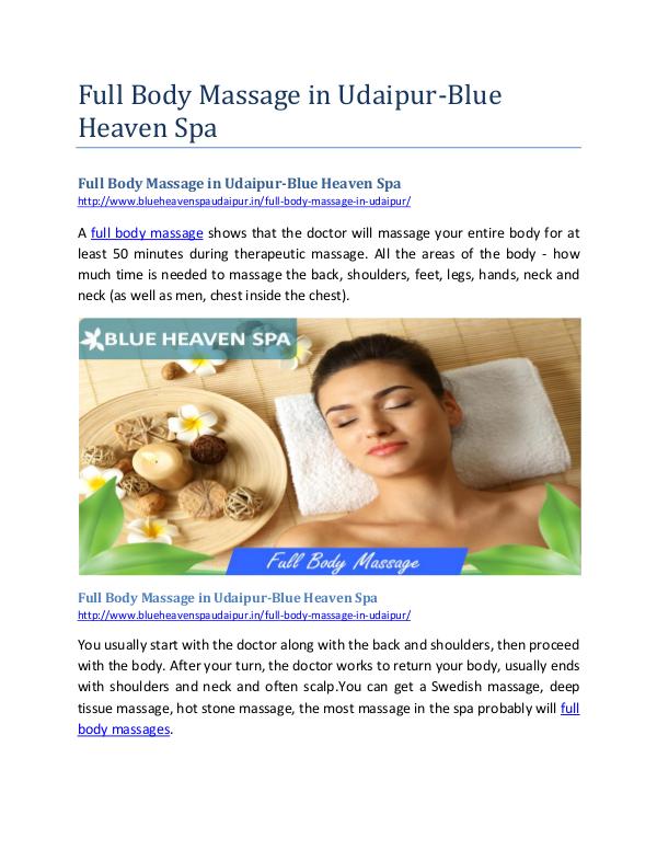 Full Body Massage in Udaipur-Blue Heaven Spa