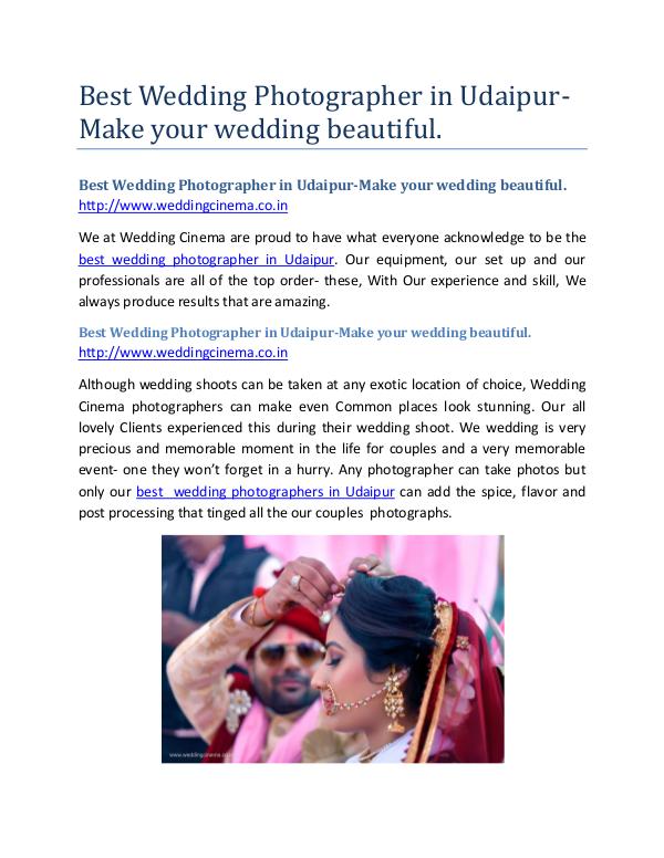 Best Wedding Photographer in Udaipur-Make your wed